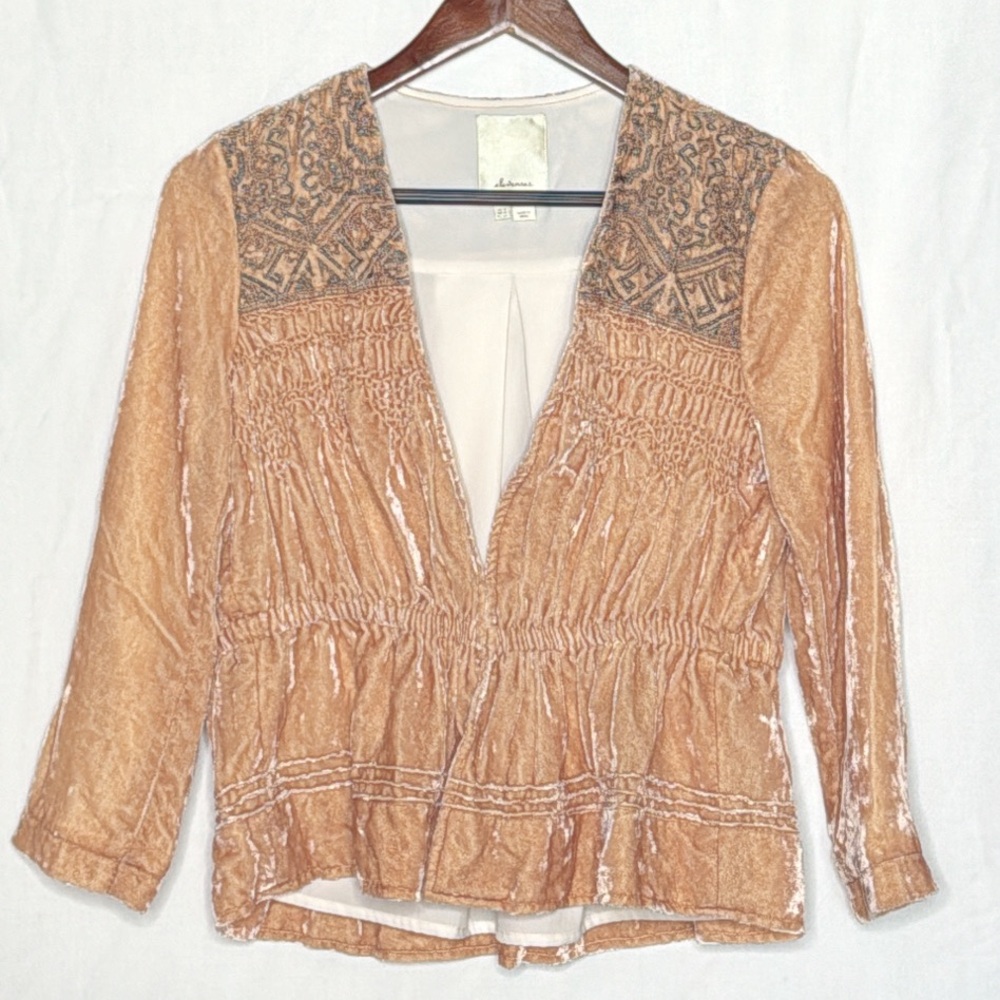 ✨RARE Unicorn✨ Anthropologie Elevenses Velvet Embroidered Bolero